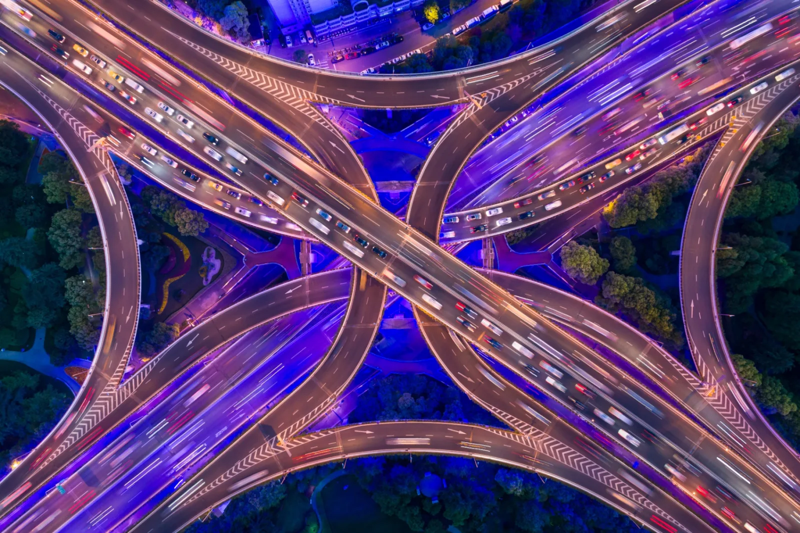 Aerial view of urban interchange illustrating market sequencing spillover effects.